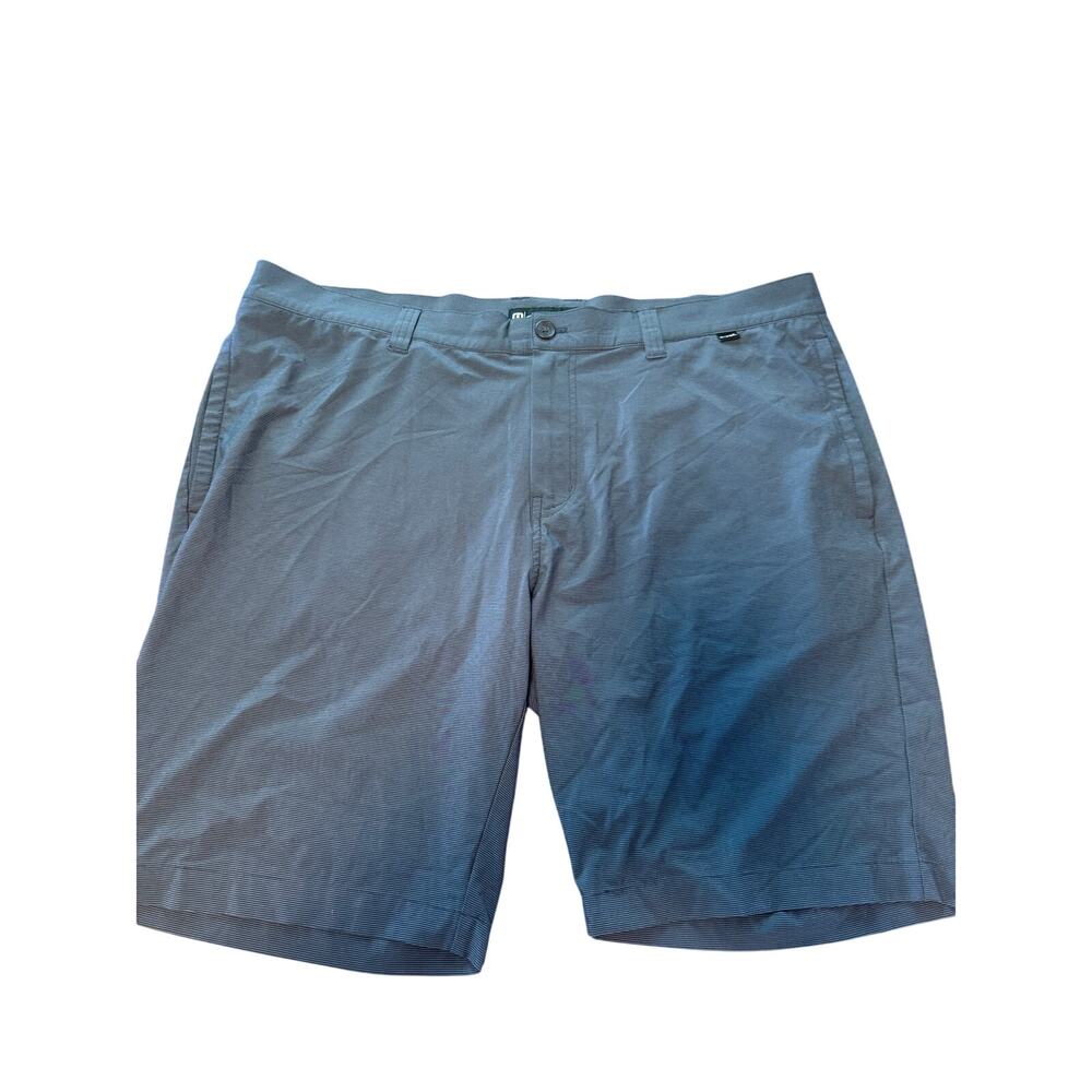 Travis Mathew Blue/Gray Striped Golf Shorts Men Size 40